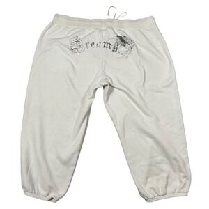 Y2K Xhilaration Women's XL Capri Sweatpants White Dreamy Graphic Drawstring